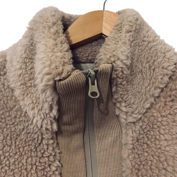 Ally Women's Size XS 8 Beige Teddy 1/2 Zip Pullover Oversized Longline Jumper - Picture 5 of 11